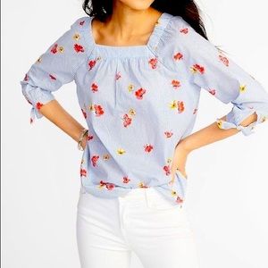 Old Navy Floral Stripe Tie Sleeve Blouse size S